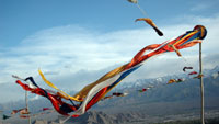 Тибетские флаги у Шанти Ступы